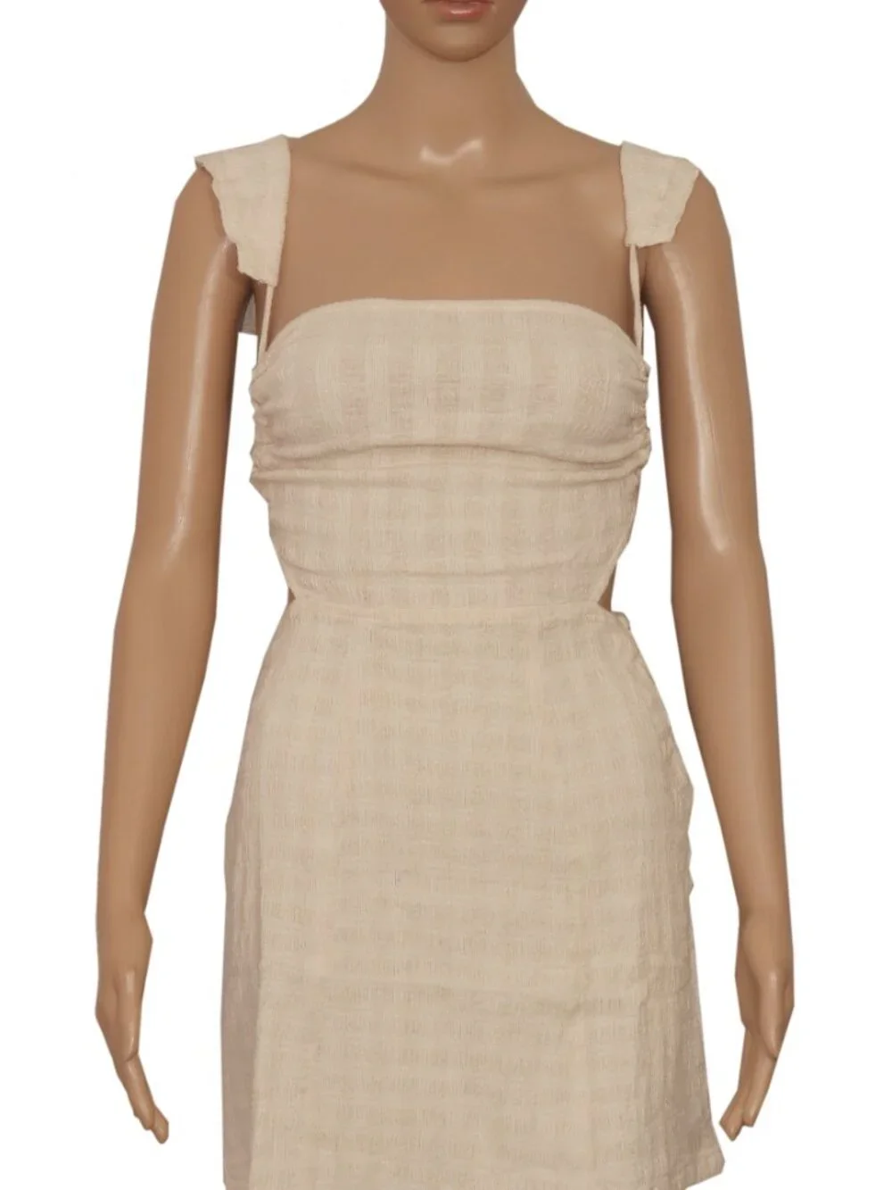 Free People Beyond Chic Mini Dress Textured Smocked Button Open Back New XS